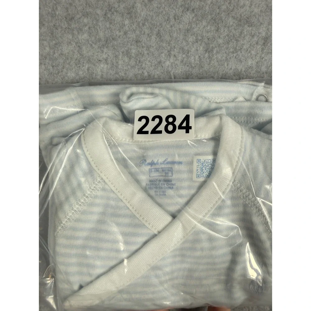 Ralph Lauren Striped Footed Set 9M Blue White Preppy Minimalist Loungewear